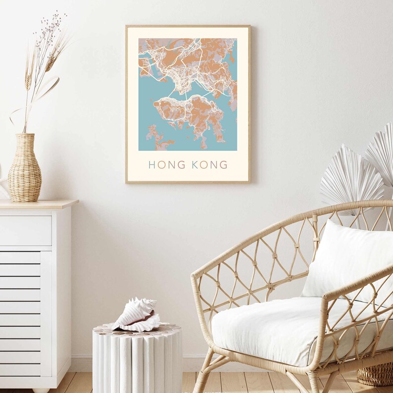Hong Kong Map Hong Kong Print Hong Kong Poster Hong Kong Etsy