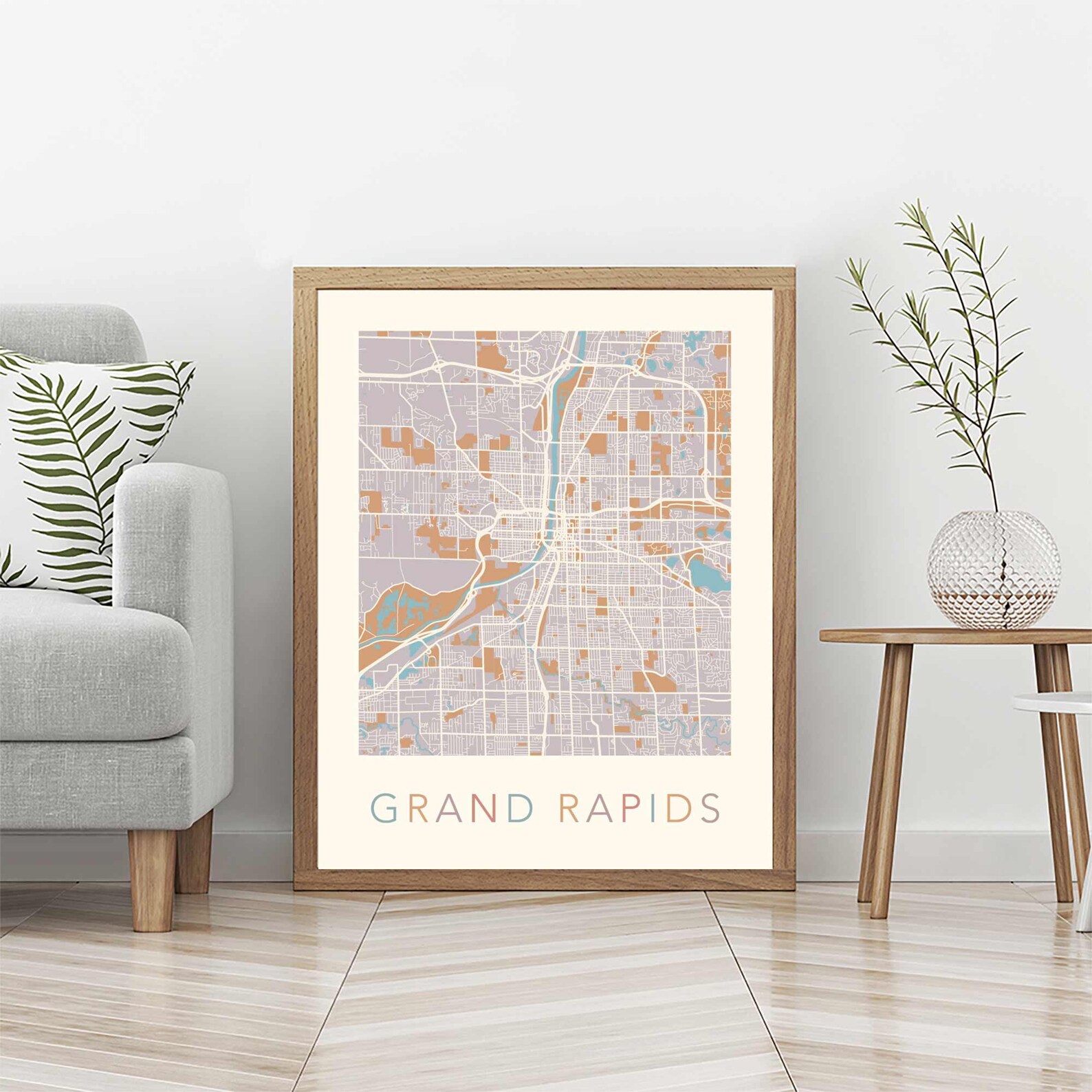 Grand Rapids Map Grand Rapids Poster Grand Rapids Print Etsy
