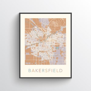 Bakersfield Map, Bakersfield CA, Bakersfield Print, Bakersfield California, Bakersfield Poster, Bakersfield Map Print, Bakersfield Map Art