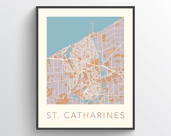 St. Catharines Map, Ontario, St. Catharines Poster, St. Catharines City Map, St. Catharines Map Print, St. Catharines ON, Art Map, Canada