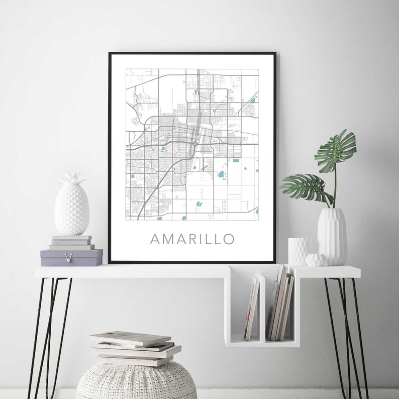 Digital Amarillo Art Amarillo TX Amarillo Map Amarillo Street Map Amarillo Poster Amarillo Print Amarillo City Map Amarillo Texas