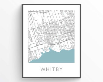Whitby Map Print, Whitby ON, Whitby City Map, Whitby Wall Art, Whitby Gift Map, Whitby Poster, Whitby Ontario, Whitby Street Map, Canada