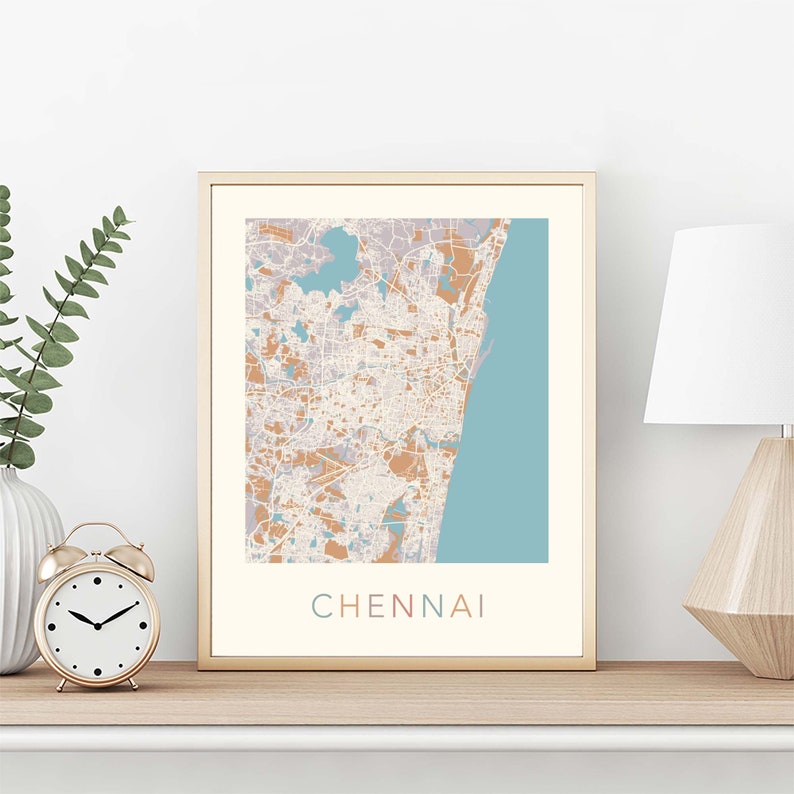 Chennai Map Chennai India Chennai Print Chennai Poster Etsy