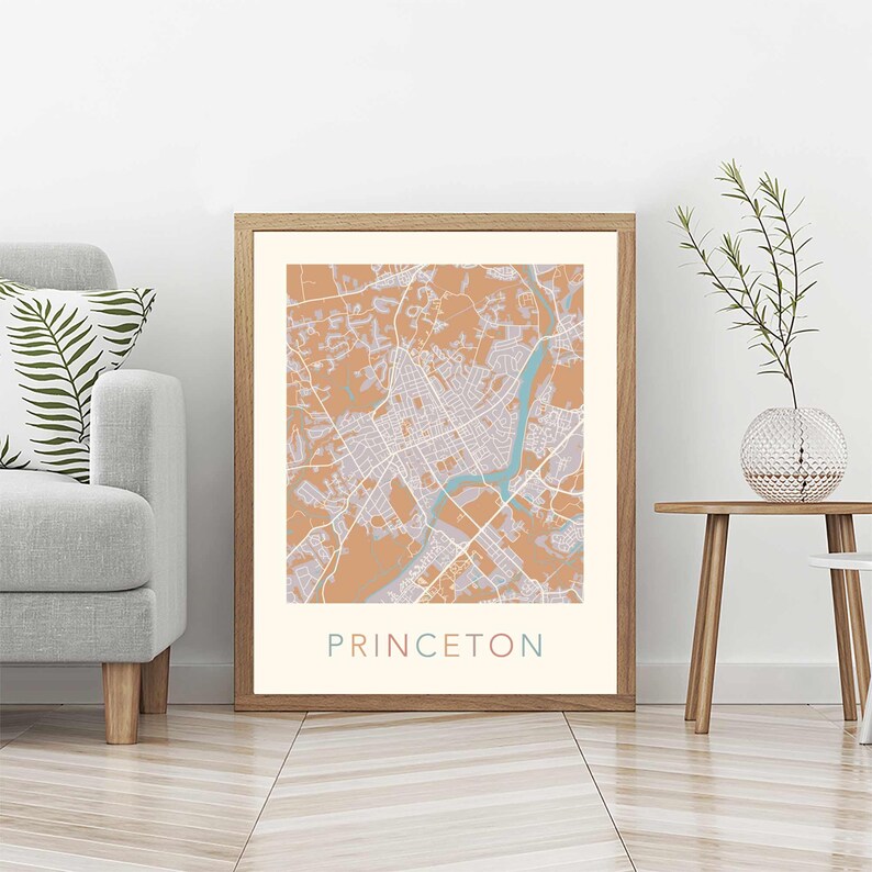 Princeton Map Princeton New Jersey Princeton Print Etsy