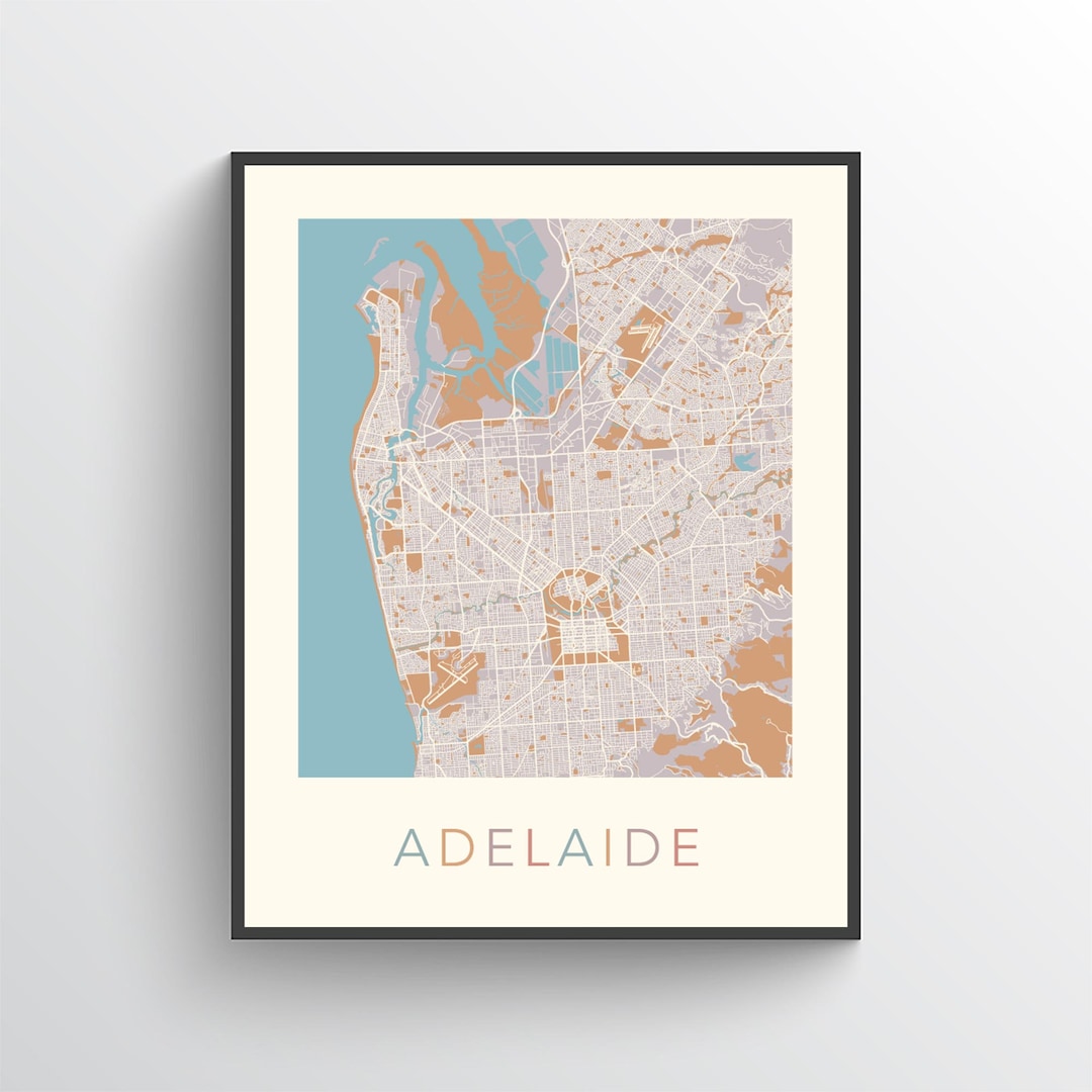 Adelaide Map, Adelaide Australia, Adelaide Poster, Adelaide Print