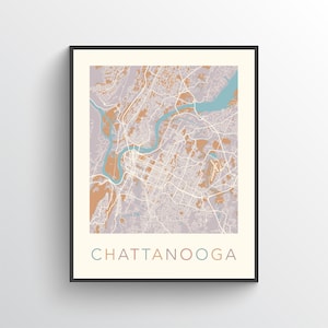 Chattanooga Map, Chattanooga TN, Chattanooga Print, Chattanooga Poster, Chattanooga Art, Chattanooga City Map, Chattanooga Gift, Tennessee