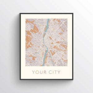 Any City Map, Custom Map Print, Personalized Map, Custom City Map, Custom Map, Custom Map Poster, Custom Street Map, Custom Map Gift Bild 1