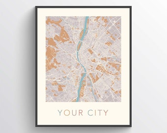 Any City Map, Custom Map Print, Personalized Map, Custom City Map, Custom Map, Custom Map Poster, Custom Street Map, Custom Map Gift