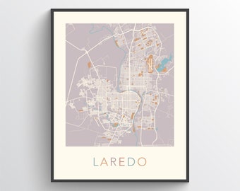 Borderless map print,... Laredo Colorful Street Map Poster Creative Home Decor Borderless map print,... Laredo Colorful Street Map Poster Creative Home Decor