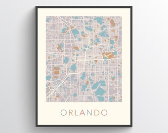 Orlando Map, Florida, Orlando Print, Orlando Poster, Orlando Art, Orlando Map Print, Orlando Gift, Orlando Florida, Orlando FL, City Map