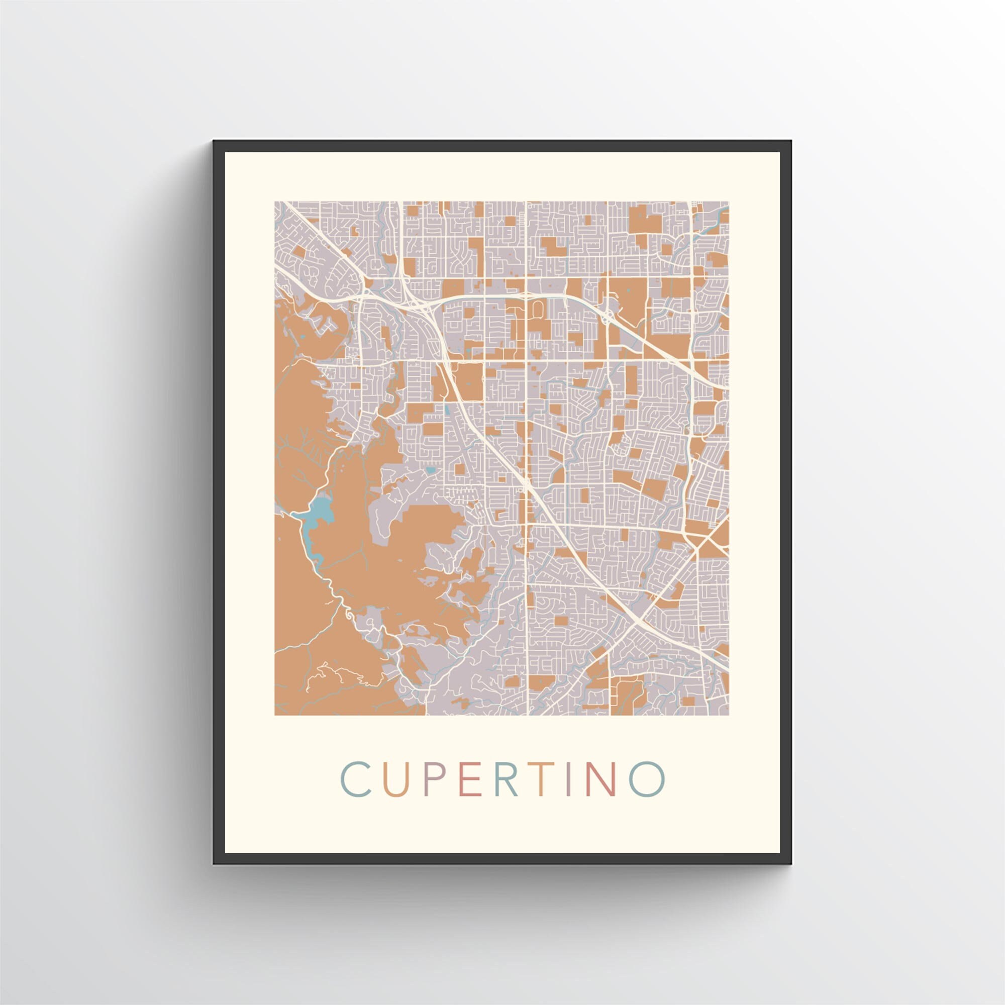 Cupertino Map Print Cupertino CA Cupertino City Map Etsy UK