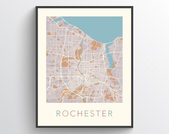 Rochester Map, Rochester NY, Rochester Print, Rochester Poster, Rochester Art, Rochester City Map, Rochester Map Print, Rochester Gift