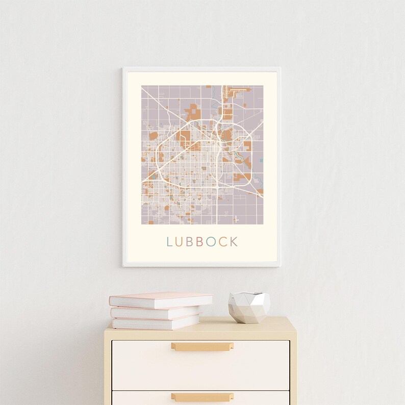 Lubbock Map Lubbock Texas Lubbock Print Lubbock Poster Etsy