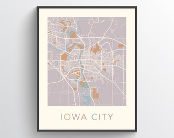 Iowa City Map, Iowa City IA, Iowa City Print, Iowa City Poster, Iowa City Art, Iowa City Map Print, Iowa City Gift, Iowa City Art Map, Iowa