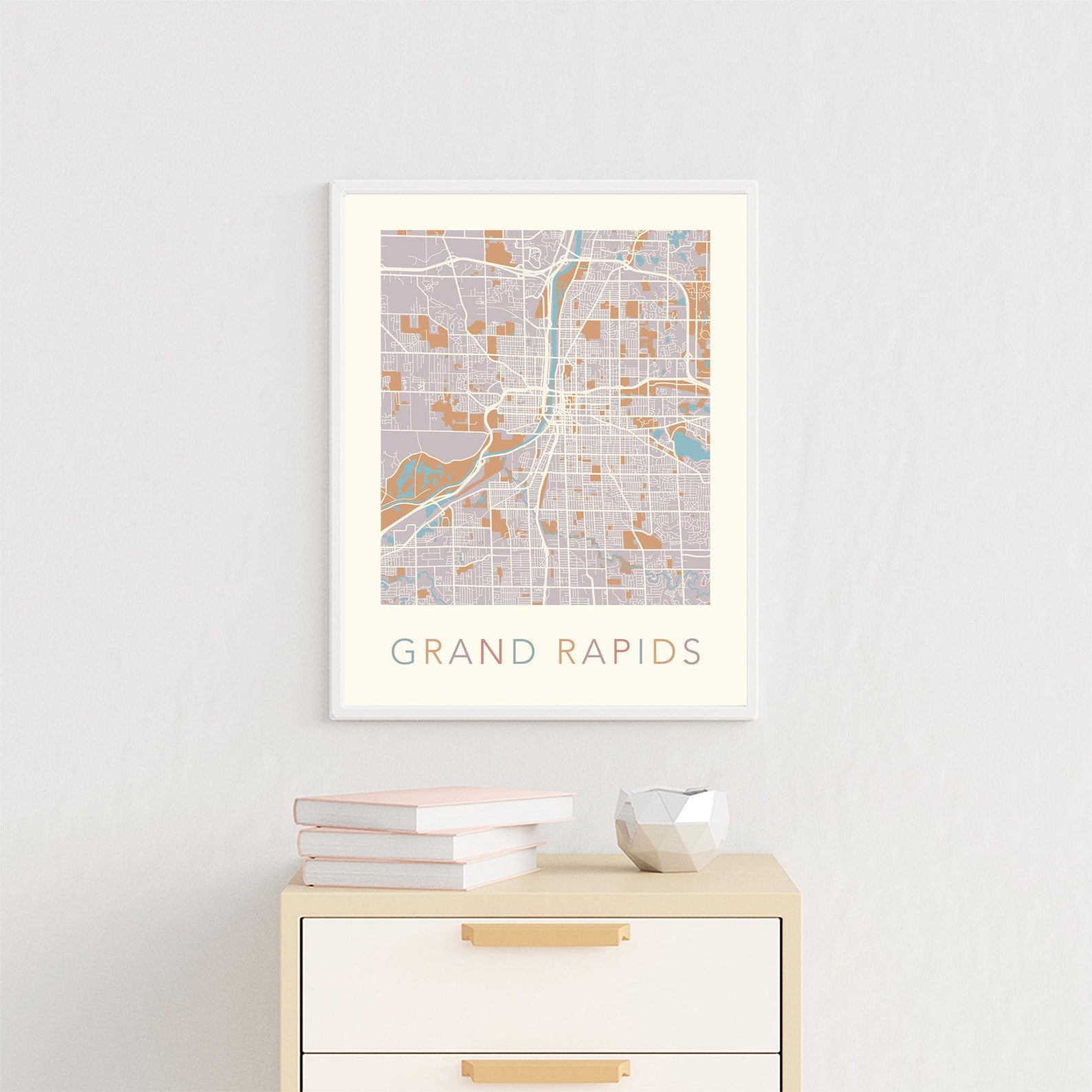 Grand Rapids Map Grand Rapids Poster Grand Rapids Print Etsy