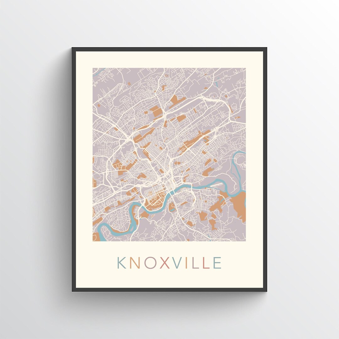 Knoxville Map Print, Knoxville TN, Knoxville Poster, Knoxville Print ...