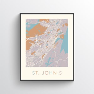St. John&#39;s Map, St. John&#39;s NL, St. John&#39;s City Map, St. John&#39;s Poster, St. John&#39;s Gift Map, St. John&#39;s Print, St. John&#39;s Wall Art, Canada