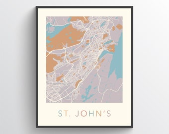 St. John's Map, St. John's NL, St. John's City Map, St. John's Poster, St. John's Gift Map, St. John's Print, St. John's Wall Art, Canada