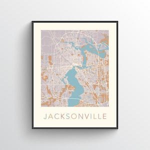 Jacksonville Map, Jacksonville FL, Jacksonville Poster, Jacksonville Print, Jacksonville City Map, Map of Jacksonville, Jacksonville Art