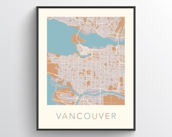 Vancouver Map, Vancouver BC, Vancouver Poster, Vancouver Print, Vancouver Wall Art, Vancouver City Map, Vancouver British Columbia, Canada