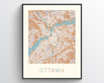 Ottawa Map, Ottawa ON, Ottawa City Map, Ottawa Wall Art, Ottawa Ontario, Ottawa Gift, Ottawa Street Map, Ottawa Print, Ottawa Poster, Canada