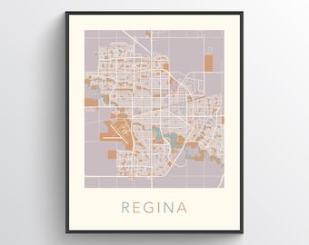 Regina Map, Regina SK, Regina Wall Art, Regina City Poster, Regina Art Print, Regina City Map, Regina Gift Map, Regina Saskatchewan, Canada