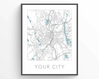 Custom City Map, Digital Download, Personalized Map, Any City Map, Custom Map Print, Custom Map Poster, Custom Street Map, Custom Map Gift