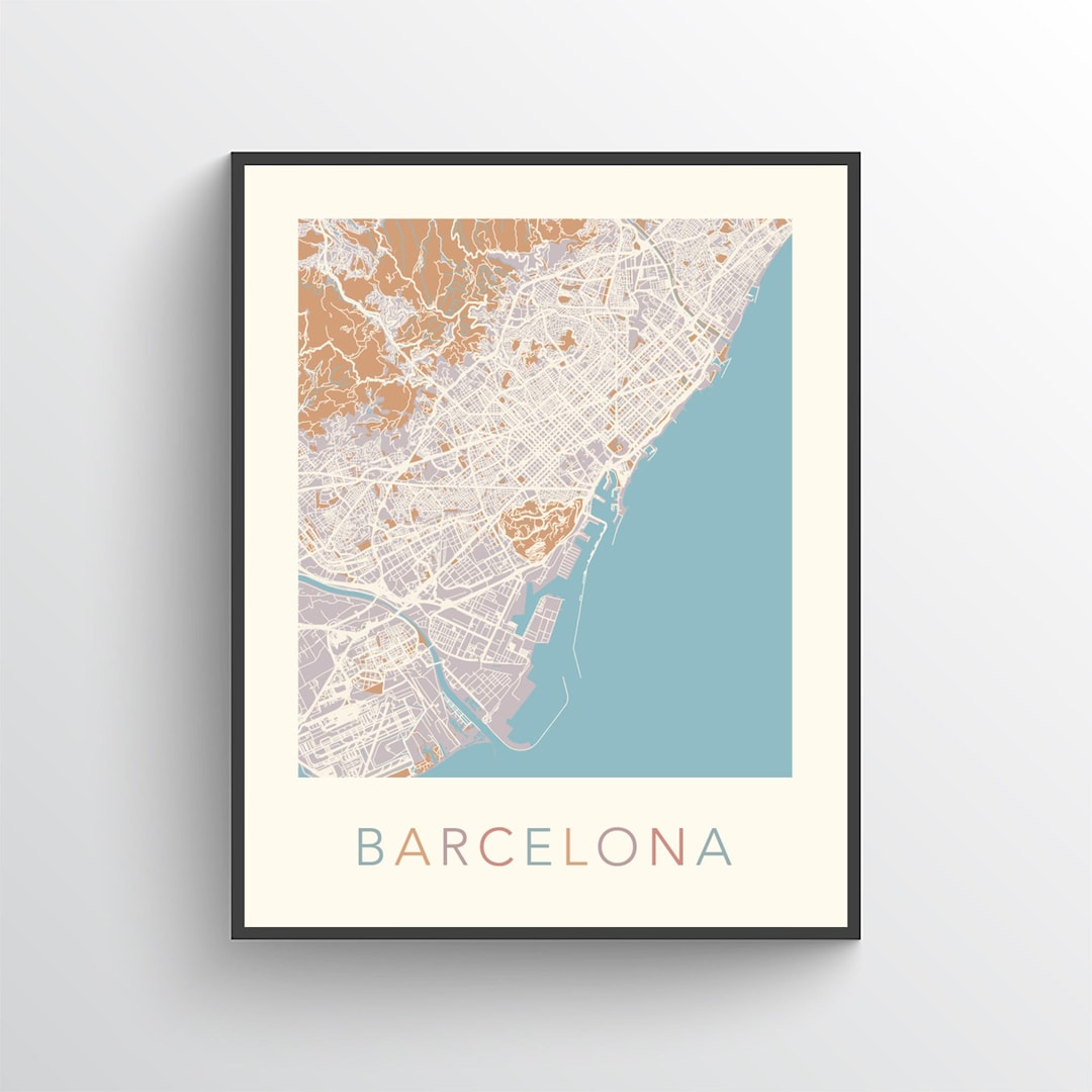 Barcelona Map, Barcelona Street Map, Barcelona City Map, Barcelona Art ...
