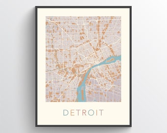 Detroit Map, Detroit MI, Detroit Print, Detroit Michigan, Detroit Poster, Detroit Map Print, Detroit Art, Detroit Gift, Detroit City Map