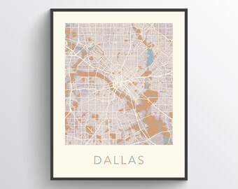 Dallas Map Print, Dallas TX, Dallas Poster, Dallas Print, Map of Dallas, Dallas Art, Dallas Street Map, Dallas City Map, Dallas Texas