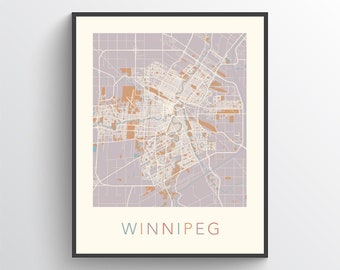 Winnipeg Map Print, Winnipeg MB, Winnipeg Wall Art, Winnipeg Poster, Winnipeg Art Print, Winnipeg Gift Map, Winnipeg Manitoba, Canada