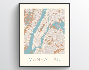 Manhattan Map, New York, Manhattan Print, Manhattan Poster, Manhattan Art, Manhattan Map Print, Manhattan Gift, Manhattan NY, Manhattan