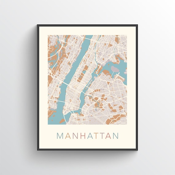 Manhattan Map, New York, Manhattan Print, Manhattan Poster, Manhattan Art, Manhattan Map Print, Manhattan Gift, Manhattan NY, Manhattan