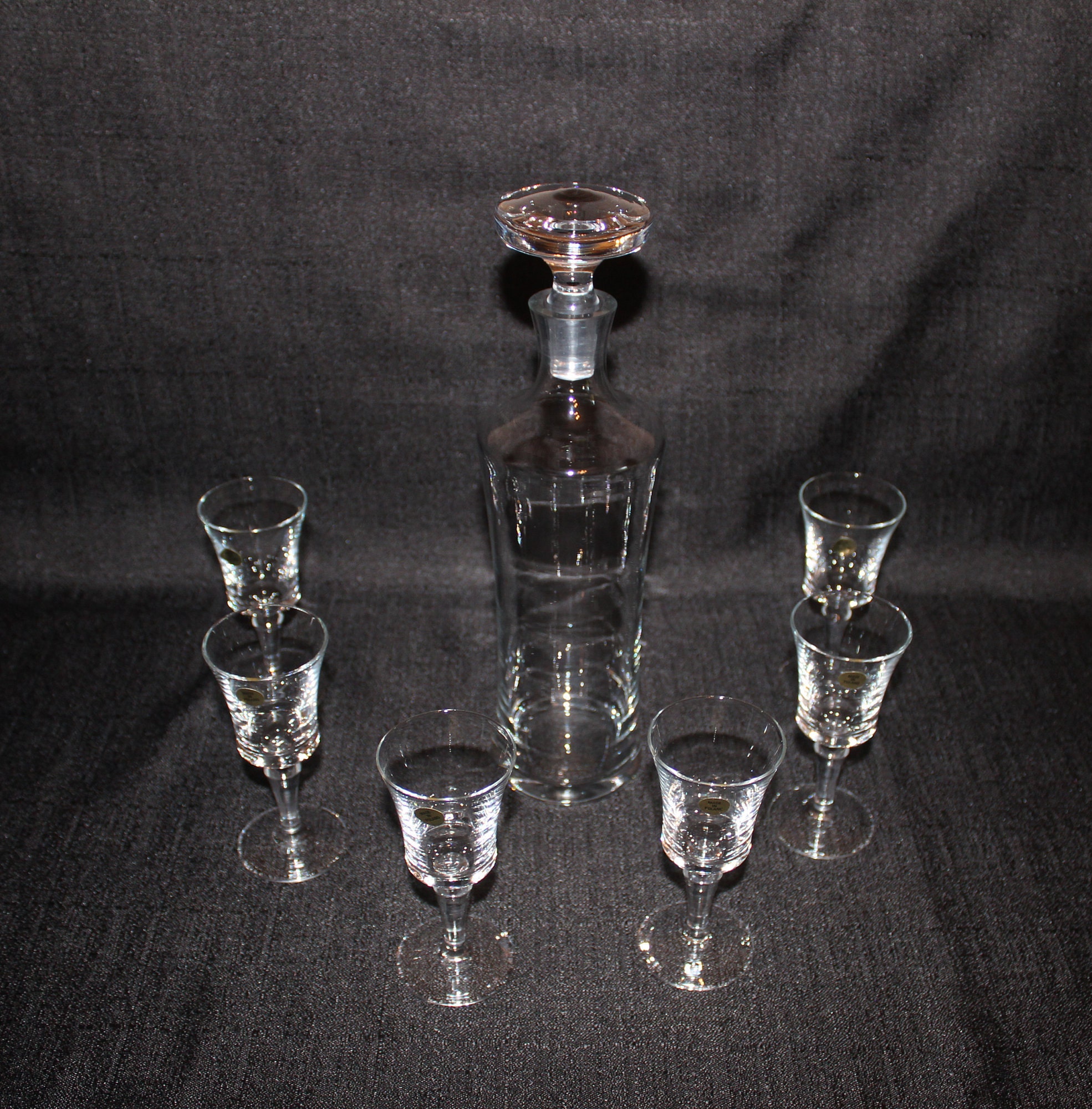 Rare Vintage Liquor Vodka Decanter with 6 Goblets set Made in Etsy
