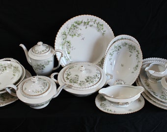 Exquisite Vintage Franconia Hawthorn Fine China Set of 12 place settings of 10 plus tons of extras. 135 pieces total.
