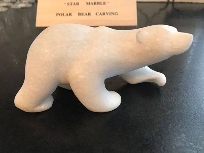 White marble Polar Bear 3/" ornament collectable animal Christmas decoration