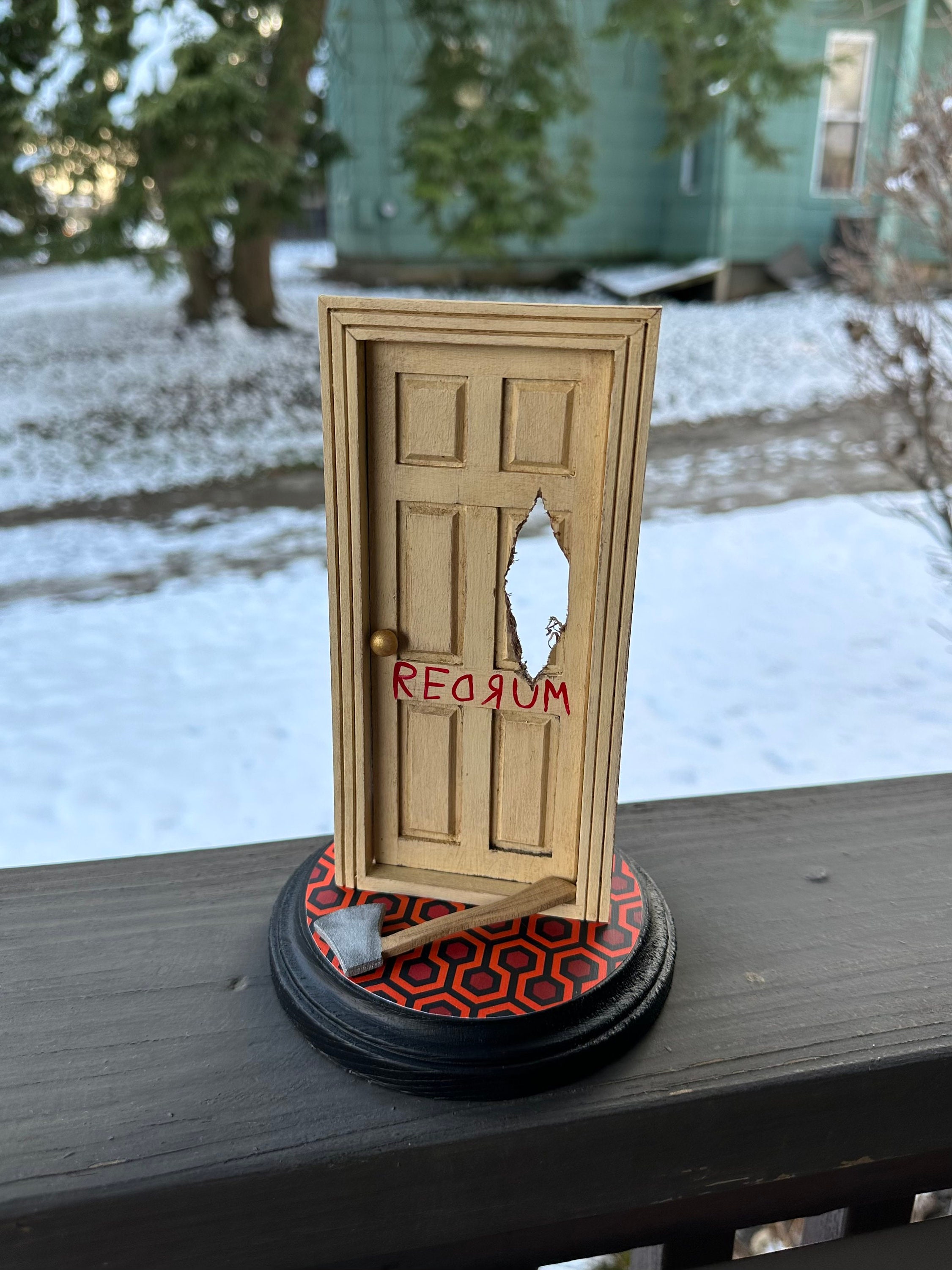 Framed Realistic 3D THE SHINING REDRUM Door Replica Diorama 