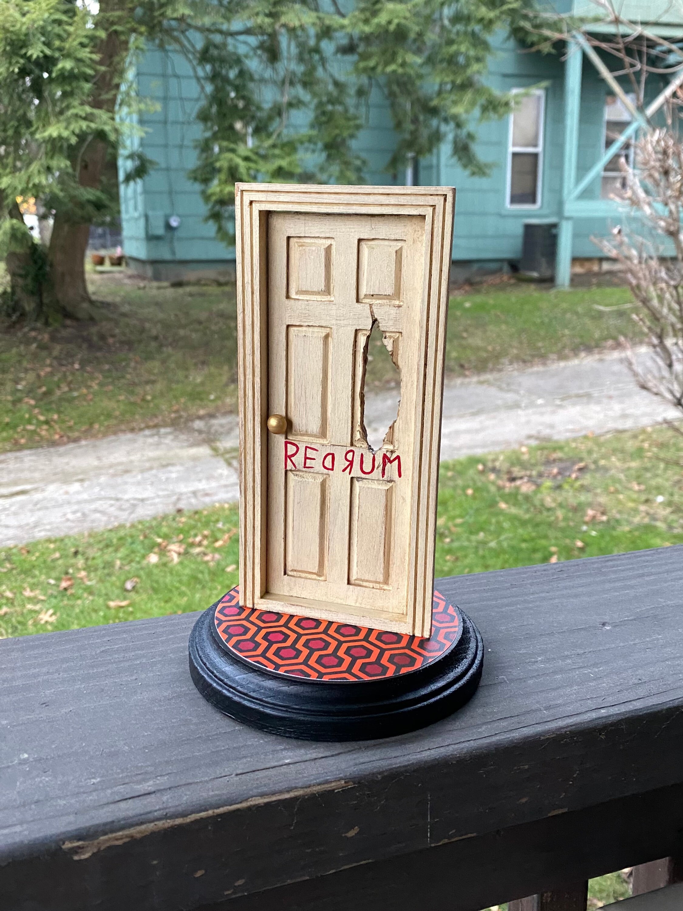 Framed Realistic 3D THE SHINING REDRUM Door Replica Diorama 