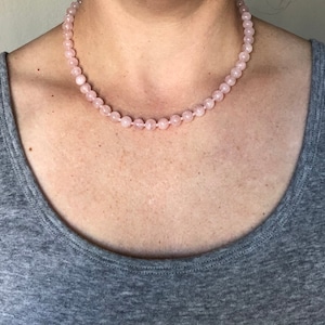 Hand knotted morganite gemstone candy necklace - rounds