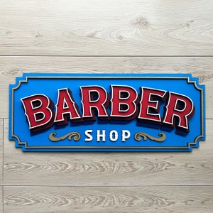 Sign Barber Shop - Wood | Wall Art | Hair Studio | Vintage Style | Customizable | Laser Cut