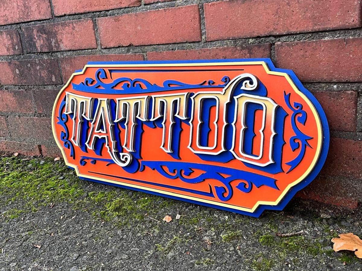 Tattoo Sign Unique Wooden Wall Art Wall Decor Vintage Tatto Studio - Etsy