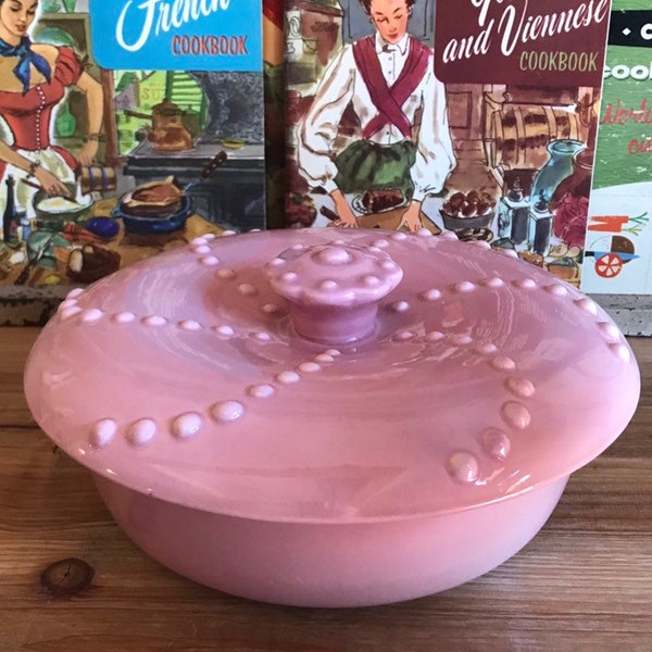 Vintage / MCM / W. Fraiser / California / pink / ceramic / casserole dish / retro