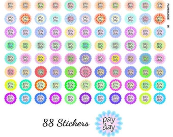 Pay Day Planner Stickers, Flower Stickers, Salary Stickers, Finance Sticker, Money Sticker