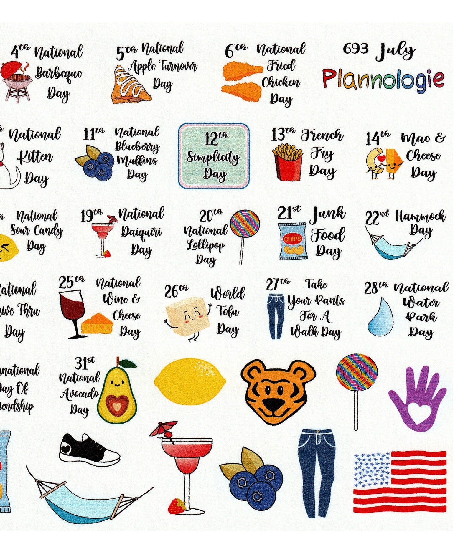 JULY Wacky Holidays Planner Stickers Calendar Stickers Etsy
