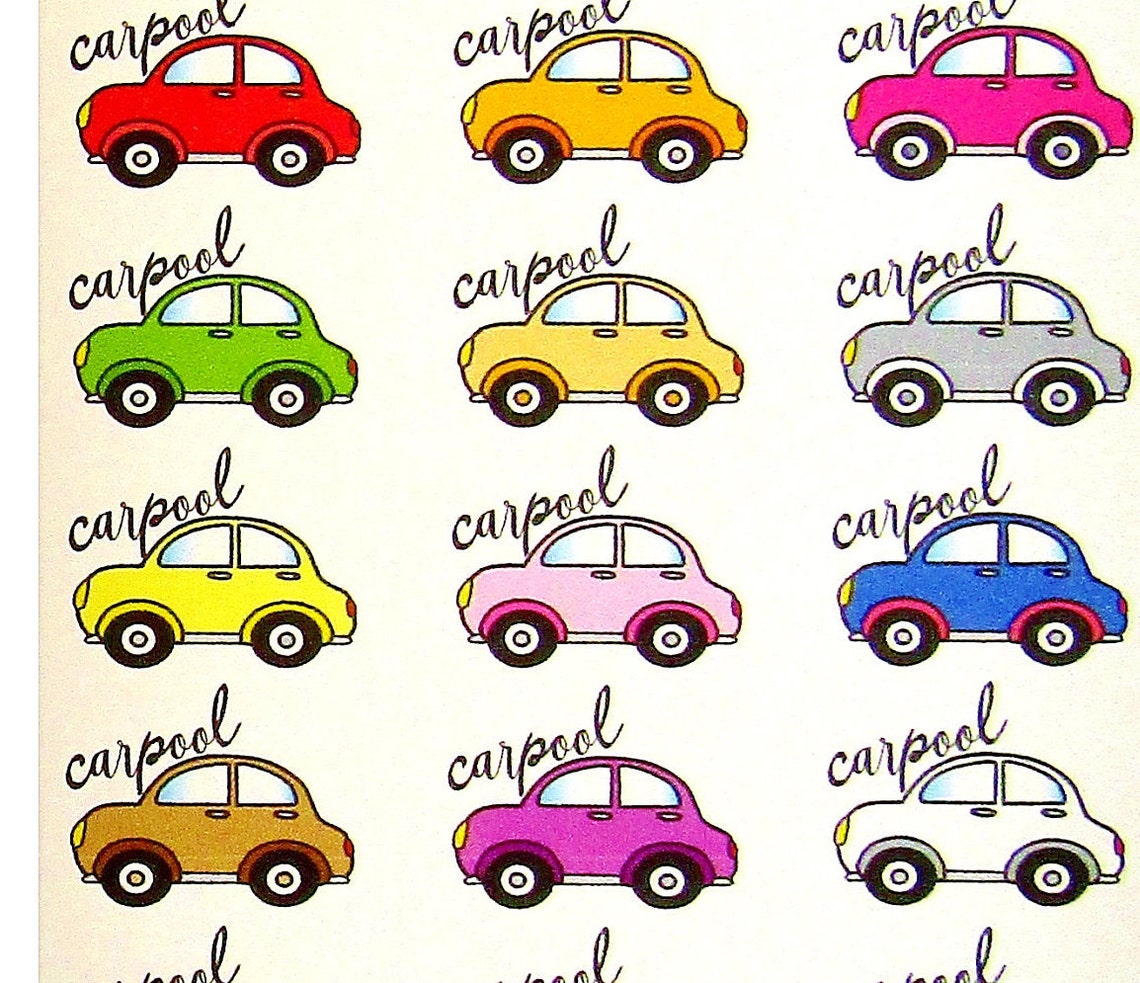 Carpool Planner Stickers Car Pool Drop Off Pick Up Kids Etsy