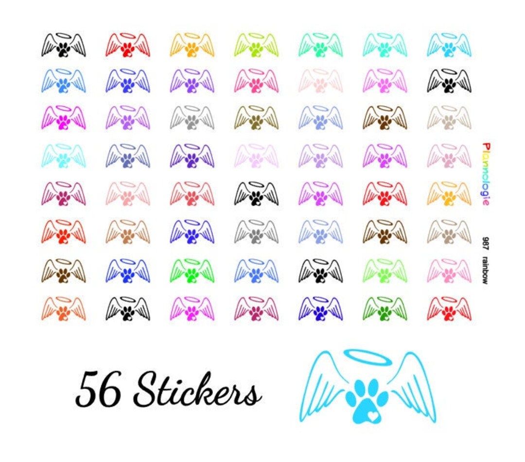 Pet Memorial Stickers Angel Pet Paws Planner Stickers Pet Memorial