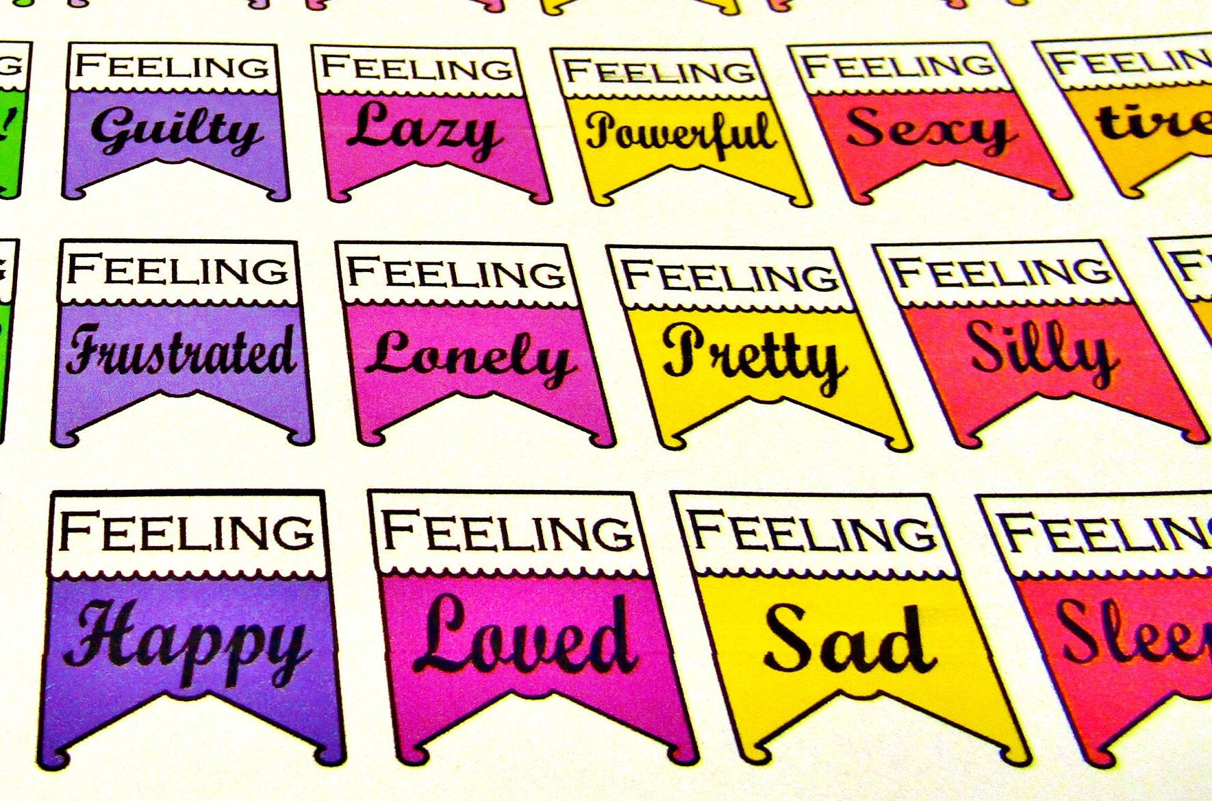 Rainbow Feelings Flag Stickers Mood Tracker Stickers Mood Etsy