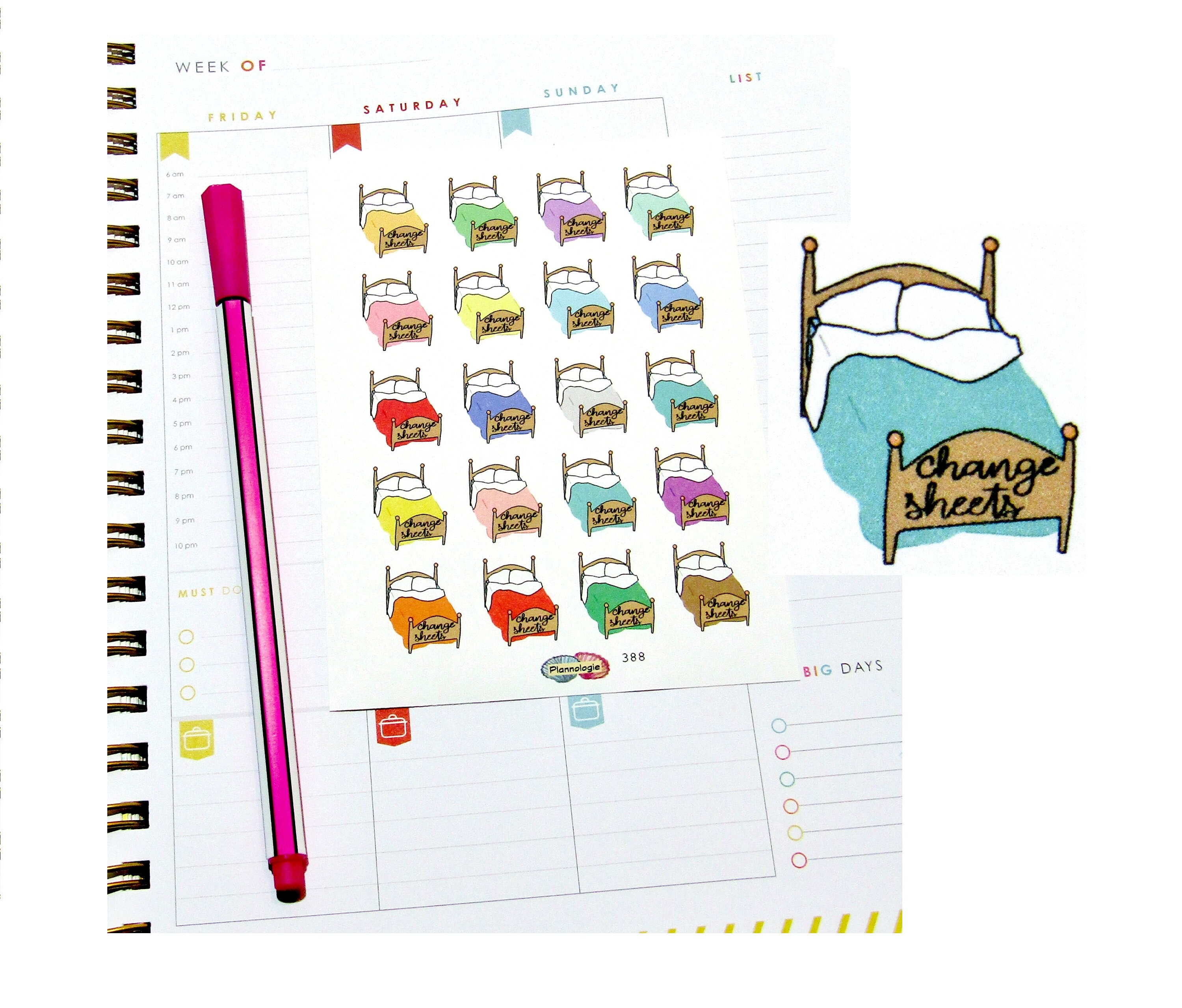 Change Sheets Change Bedding Planner Stickers | Etsy