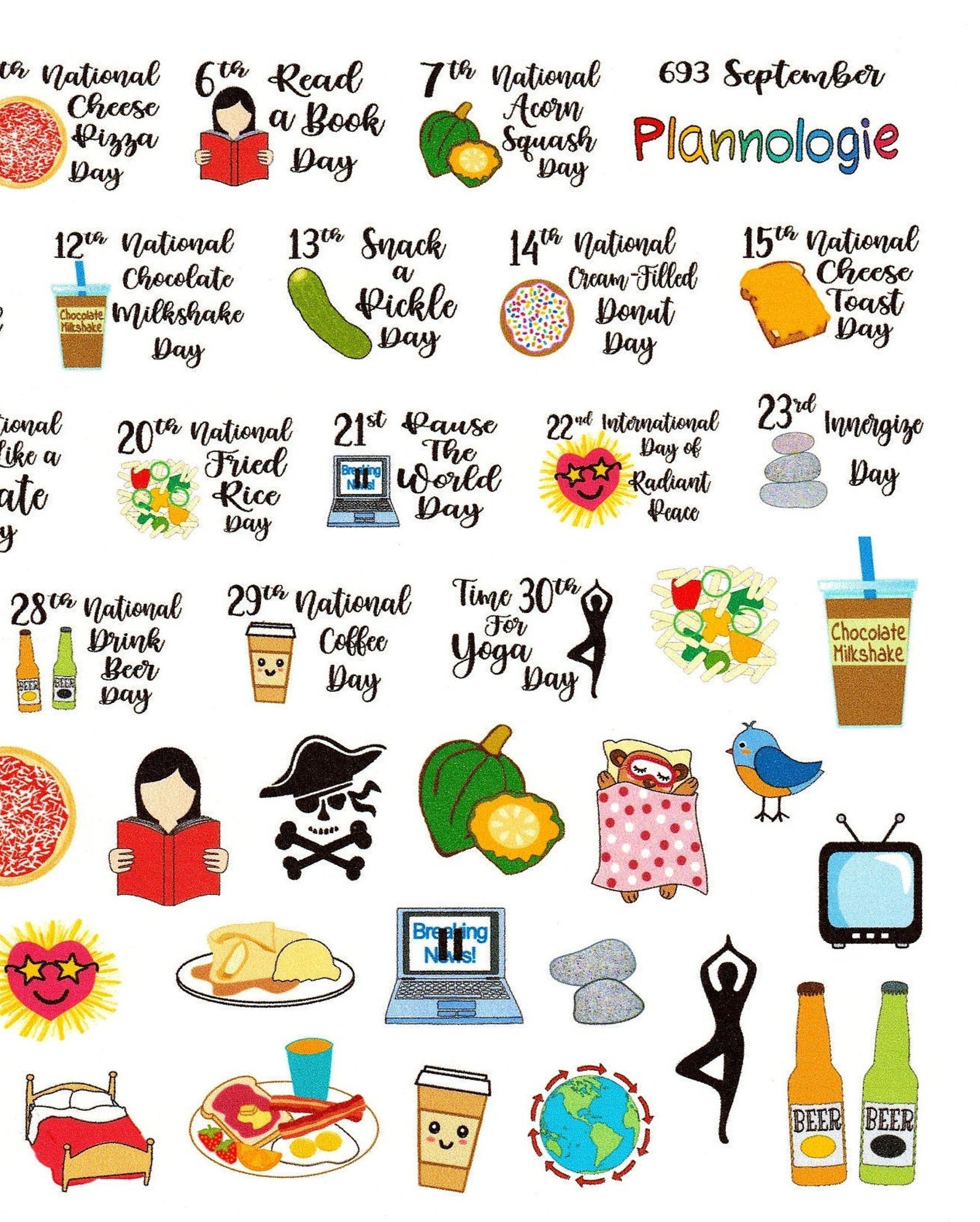 SEPTEMBER Wacky Holidays Planner Stickers Calendar Stickers Etsy