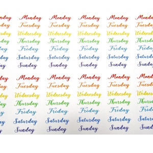 Days Of The Week Script Planner Stickers